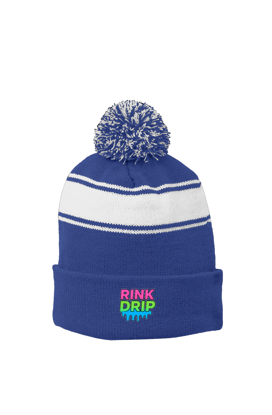 Rink Drip Stripe Pom Beanie – Neon Fade Edition