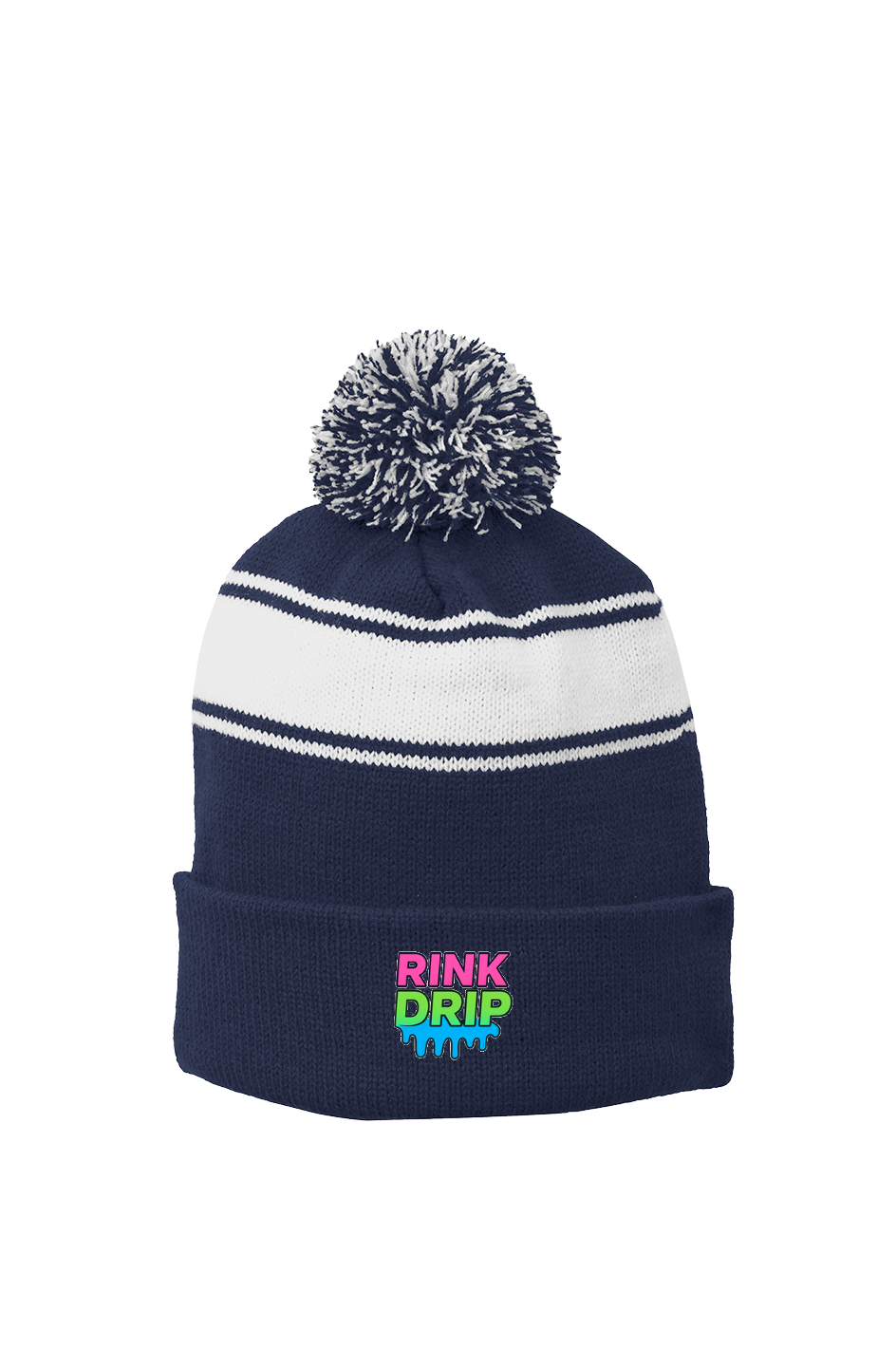 Rink Drip Stripe Pom Beanie – Neon Fade Edition