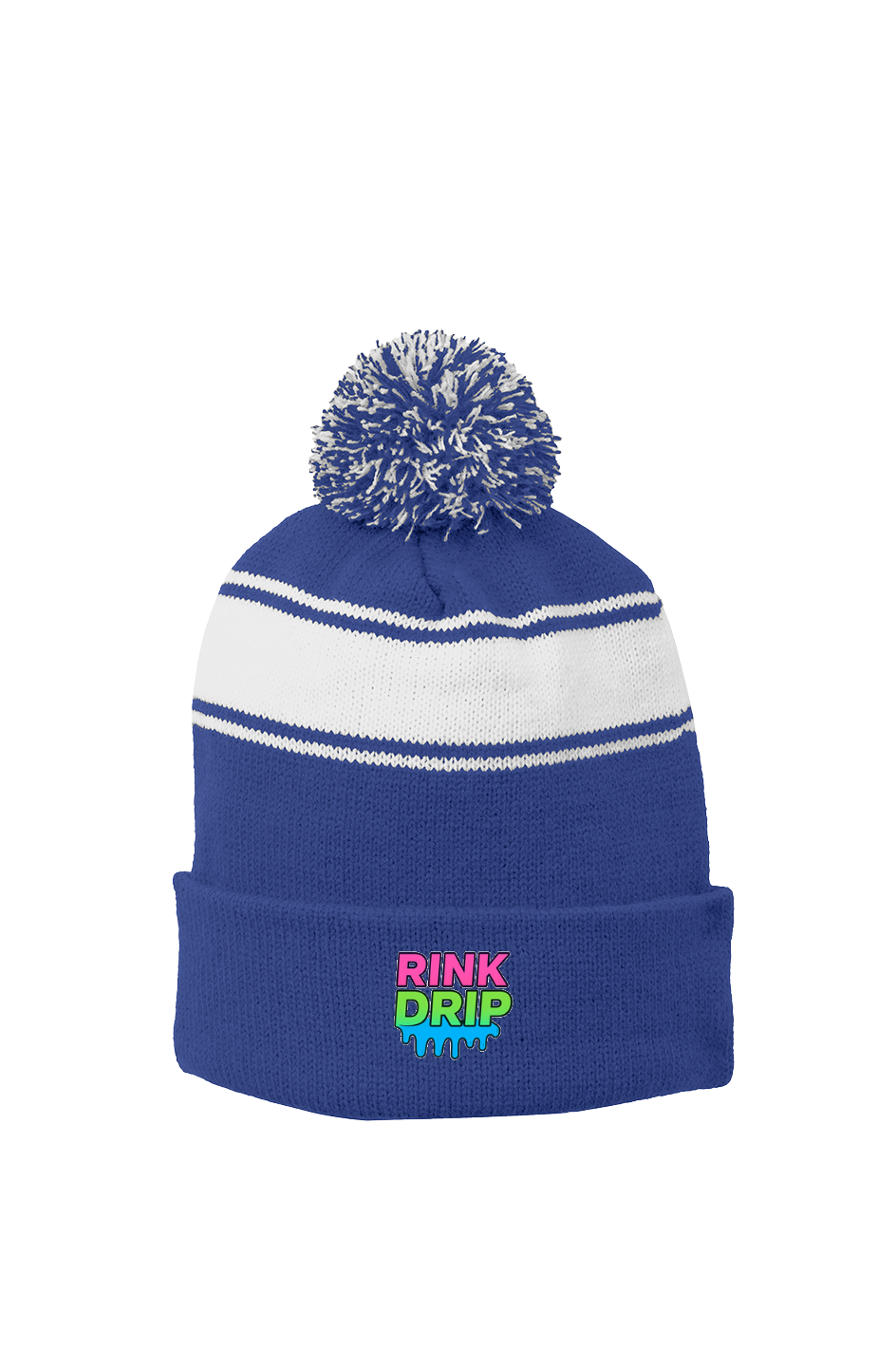 Rink Drip Stripe Pom Beanie – Neon Fade Edition