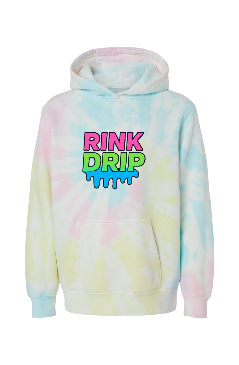 Rink Drip Youth Hoodie – Neon Swirl Tie-Dye Hoodie